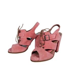 Schuler & Sons Philadelphia Anthropologie Heels EU 38 Salmon Pink Suede Lace Up